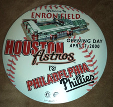 Enron Field Opening Day Baseball April 7, 2000 MLB Houston Astros Plastic Sign