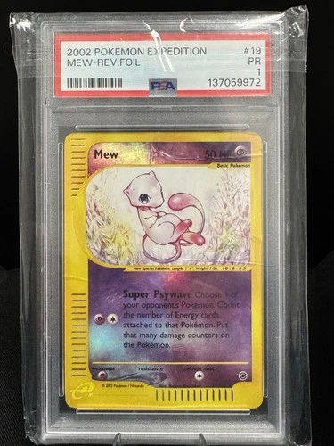 PSA 1 PR 2002 Expedition Mew Holo Foil 19/165 E-Reader Series Pokemon WOTC