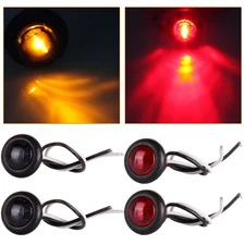 4x Amber Red 3/4" Mini Round LED Bullet Light Clearance Side Marker Universal