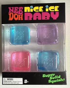 AUTÉNTICO NUEVO VIRAL!! NeeDoh Nice Ice Baby Paquete de 4, Mini Bonito Cubo 1Rosa 2Azul 1Púrpura