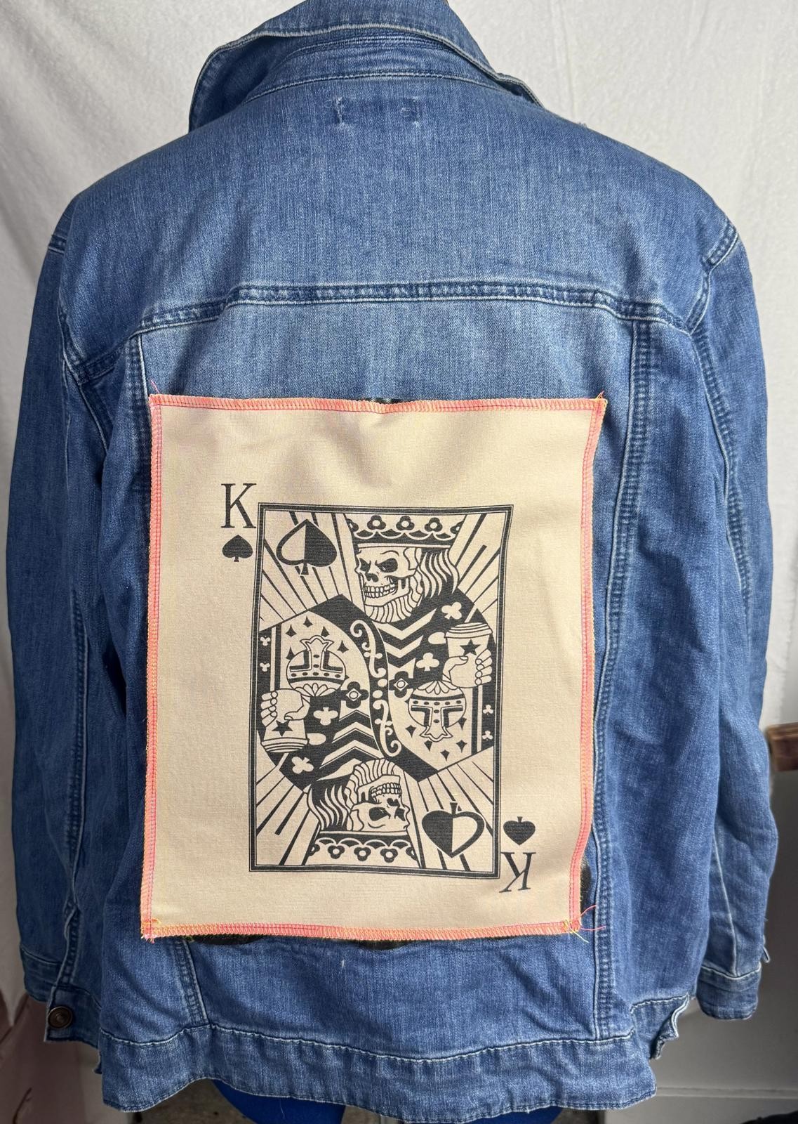 two face threads changeable patch denim jacket sm… - image 2