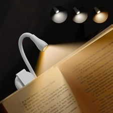 Rechargeable Book Reading Light, Clip-On Book Lights for Reading in Bed,White