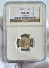 C99. 1950 D ROSEVELT DIME, NGC MS66 FT 1218200-013
