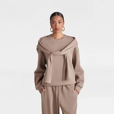 KBB by KAHLANA Women's Long Sleeve 'The Double Layer Crewneck Sweatshirt' -