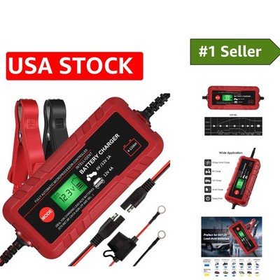 Advanced 4A Smart Battery Charger with Intelligent Detection for Vehicle Care