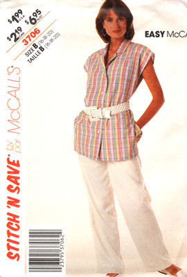 Easy Misses Shirt & Pull-on Pants McCalls Sewing Pattern 3706 Sizes 16 18 20