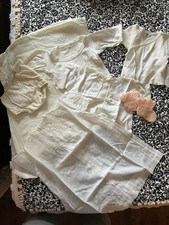 Vtg Baby Clothes Infant 7 pieces Layette Gown Booties Diaper Shirt Christening