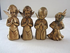VTG Lot of 4 Praying CHERUB ANGEL GOLD Christmas 2.25" Plastic Ornaments Hong K — photo 2