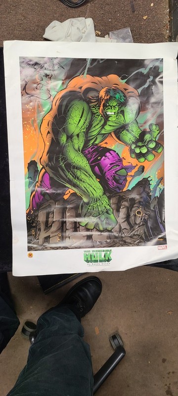 2003 Dynamic Forces Randy Queen Incredible Hulk Print Signed With Sketch 18"X24"