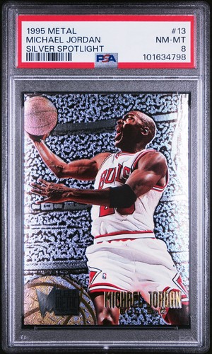 1995-96 Fleer Metal - Michael Jordan #13 Spotlight Silver PSA 8