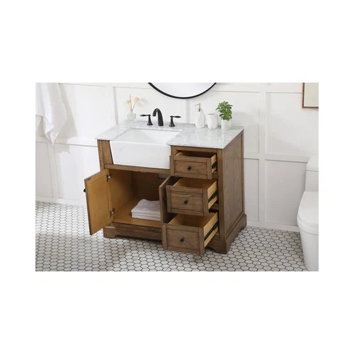 Elegant Decor Franklin 42" Aluminum MDF Single Bathroom Vanity in Driftwood - Picture 4 of 9