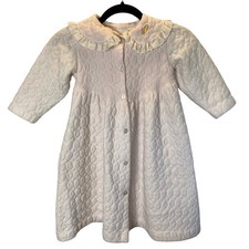 Vintage Classic Pooh Quilted Nightgown Girls 4T Striped Eyelet Disney Cottage