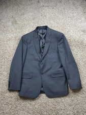 John Varvatos Suit Jacket Mens Size 38 Black Wool Windowpane Plaid Wool