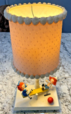 VTG Raggedy Ann & Andy Wind-Up See-Saw Teeter-Totter Lullaby Musical Lamp 18''