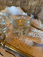 Krosno Poland Crystal Glass Votive, Tealight or Ball Candle Holders Set of 2