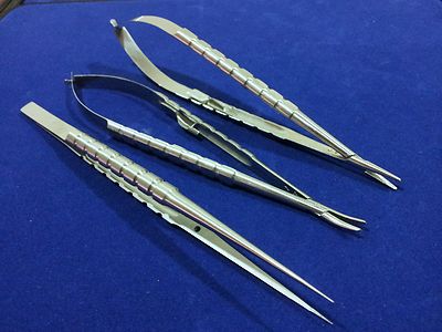 SET OF 3 MINOR SURGERY CASTROVIEJO NEEDLE HOLDER+SUTURE TYING FORCEP 7'' KIT