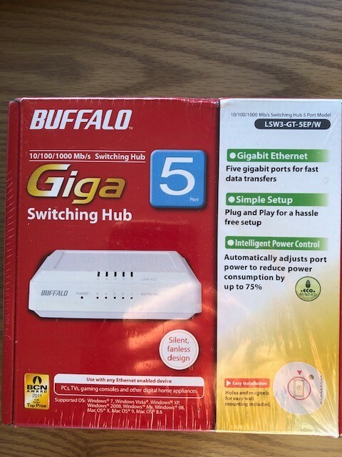 Buffalo 5 port Giga switching hub Brand New in Box