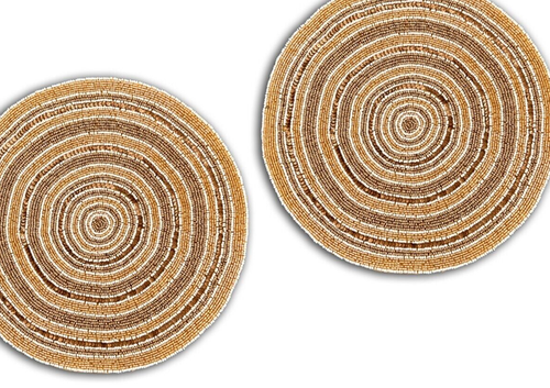 Set Of 6 Golden Placemat, Luxury Beads Tablemat, Designer Charger Plates 13X13In - Picture 3 of 8