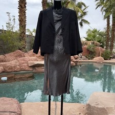 SAG HARBOR Woman's Sz: M Black One Button Ltwt 100 Ramie Jacket Blazer