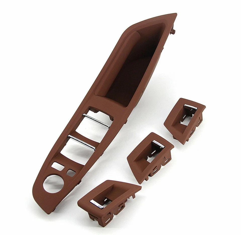 Red Brown Inner Door Panel Handle Pull Trim Cover Set for BMW 5 Series F10 F11 - Image 4 of 4