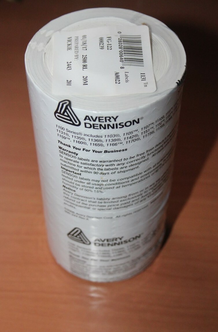 8 rouleaux étiquettes AVERY DENNISON Monarch 1131 FG-122 : Papier adhésif blanc