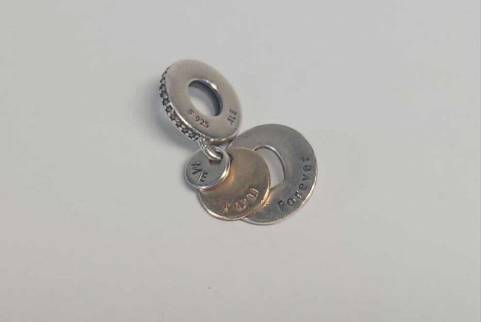 PANDORA YOU AND ME FOREVER CHARM, 791979CZ, MARKED: S925 ALE/ G585