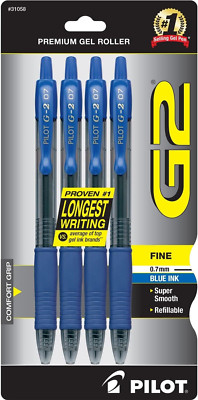 , G2 Premium Gel Roller Pens, Fine Point 0.7 Mm, Blue, Pack of 4
