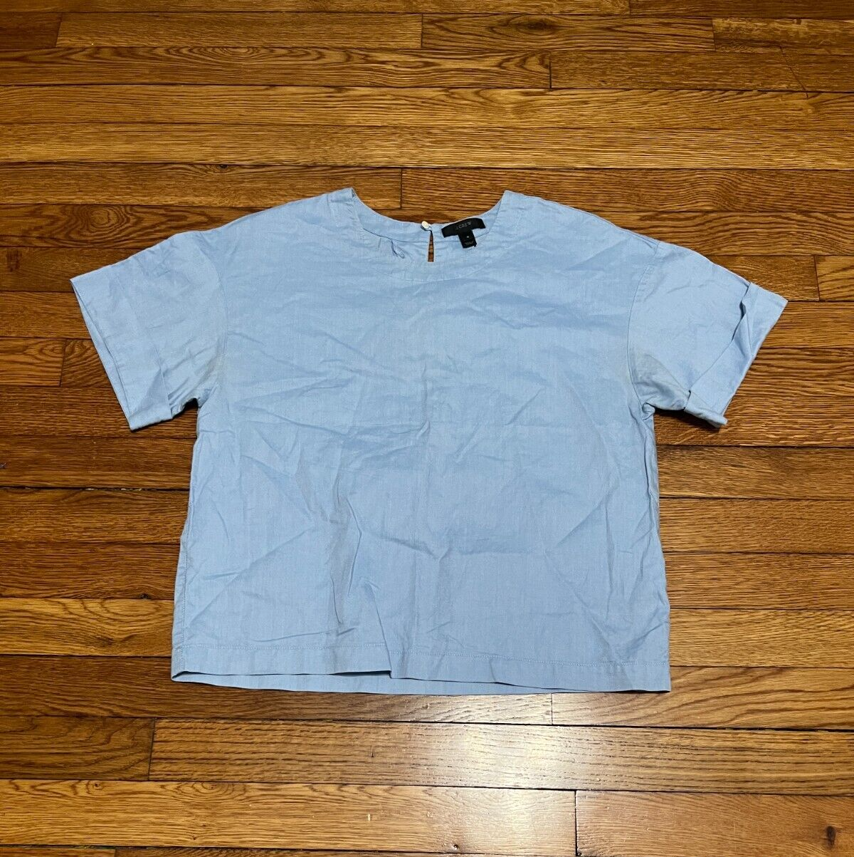 J. Crew Women's Light Blue Short Sleeve Blouse 100% Cotton Lightweight Size  4 | eBay