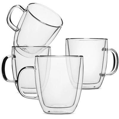 BTaT- Double Wall Glass Coffee Mugs, 16 oz, Set of 4, Double Glass Coffee  Cup... | eBay