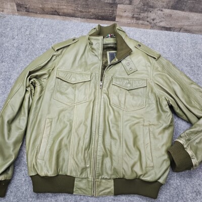Knoles & Carter Jacket Men 5XL Green Italian Leather Lamb Skin 