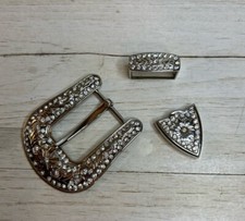 Western Rinestone Belt Buckle 3 Piece Bling