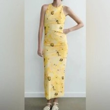 Zara Open Twist back Floral Yellow Multi Maxi Dress - Size M