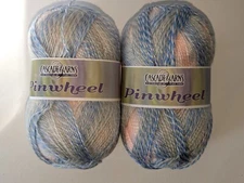 TWO 7 oz Skeins Cascade Yarns PINWHEEL Yarn COLOR 30 Pastels BLUE Pink WHITE