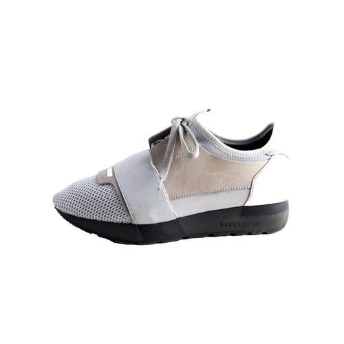 BALENCIAGA runnera 37 ホワイト Balenciaga Race Runner Sneakers Womens 37 White Black Leather Mesh
