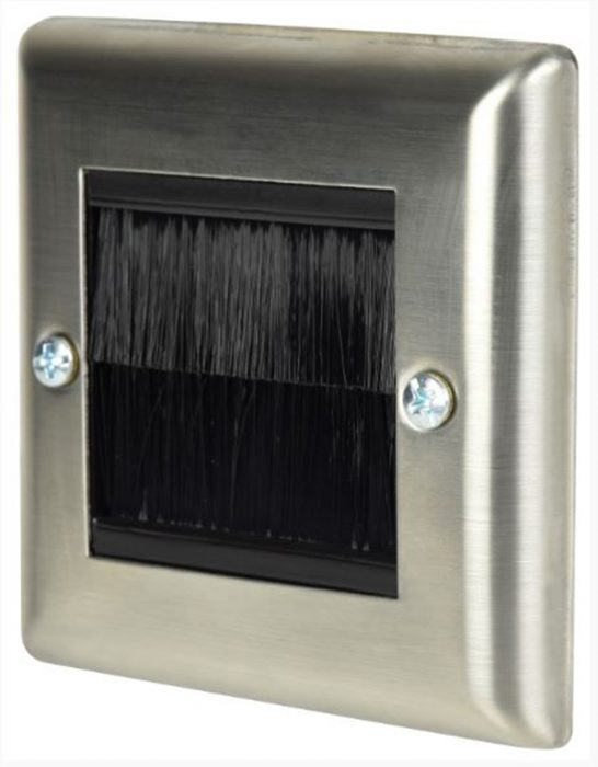 Steel Brush Strip Wall Plate Single Gang Faceplate Cable Tidy Outlet for Home AV