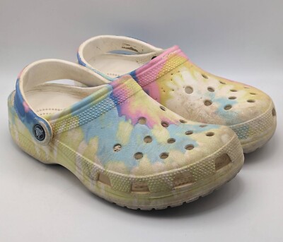 Crocs Clogs Womens Mens Tie Dye Pastel Rainbow Slip On Shoes Sandals  Comfort