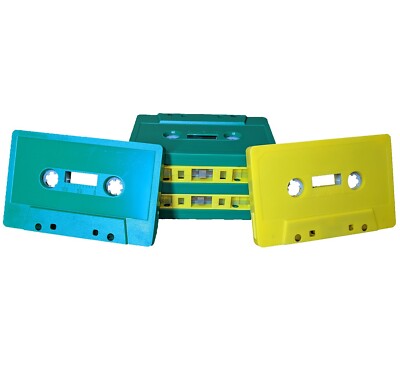 Cassette Tape Shells C-ZERO Tape Loading Decoration GREEN/YELLOW (25 COUNT EACH)