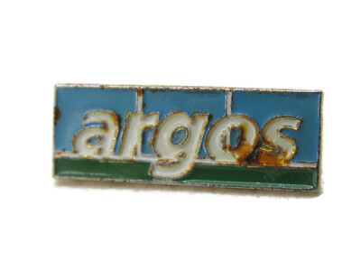 Vintage 1970s Argos UK Retailer Logo Enamel Lapel Pin Badge Blue Green