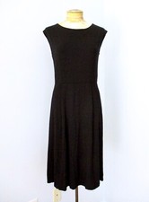 VGC Boden Black Stretchy Viscose Knit Career Office Dress LBD Pleat Waist US 8R