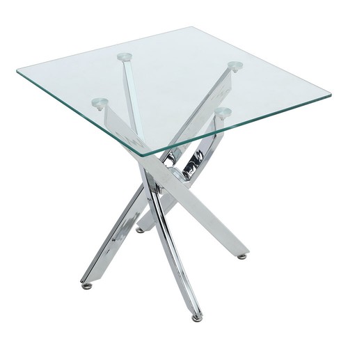 Square Small Glass Side Table Coffee Tea Table Bedside Couch Sofa End Desk Metal - Picture 6 of 9