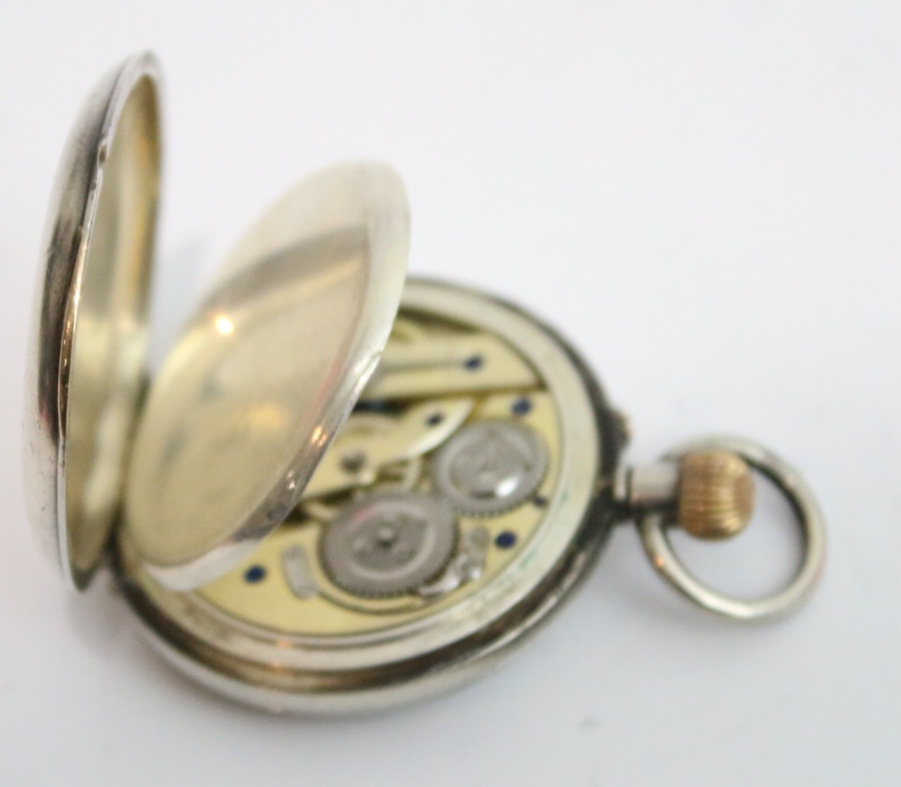 Sterling solid silver half hunter pocket watch sp… - image 3