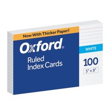 Oxford Ruled Index Cards, 5" x 8", White, 100 Count (Pack of 1), White