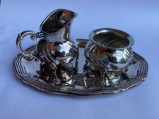 Milchk&auml;nnchen & Zuckerdose mit Tablett - 925 Sterling Silber - 219 g
