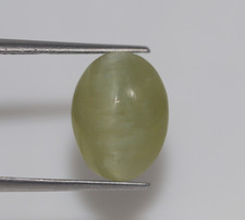 Crisoberillo Ovale Sciolto Cabina Ovale 6,81 Ct Verde Naturale Occhio di Gatto Certificato Gemma