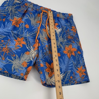 Dream Wave Hawaiian Floral Print Swim Trunks Size Large Mens Blue