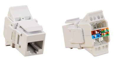 Primex Suttle Tool-Less CAT6 Data Jack with 3 Color-Coded Bezels White