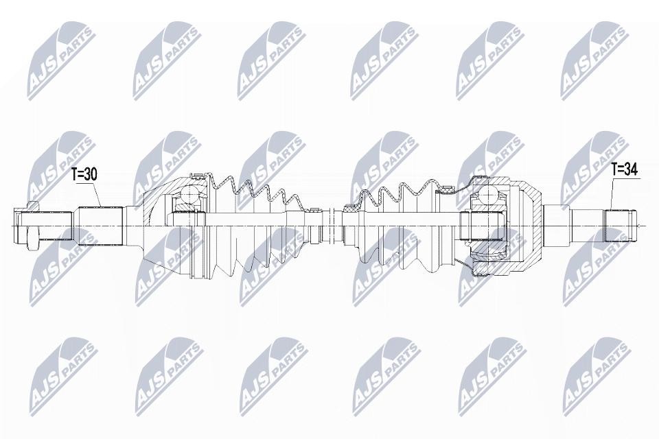 NTY Drive Shaft NPW-PL-085 For Chevrolet Opel Rear Axle Left Reinforced 34/30