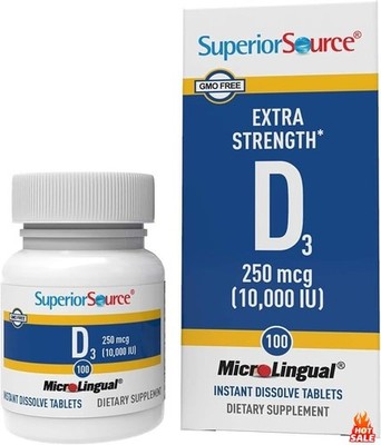 Superior Source Vitamin D3 10000 IU, Quick Dissolve MicroLingual Tablets, 100