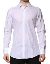 Dolce & Gabbana White MARTINI Cotton Men Dress Formal Men's Shirt Authentic