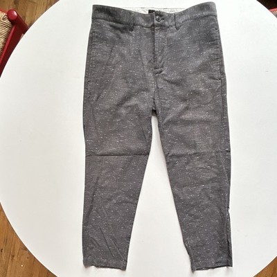 Obey Men's Gray Slim Fit Twill Latenite Pants Tapered Leg 34W Pockets Button